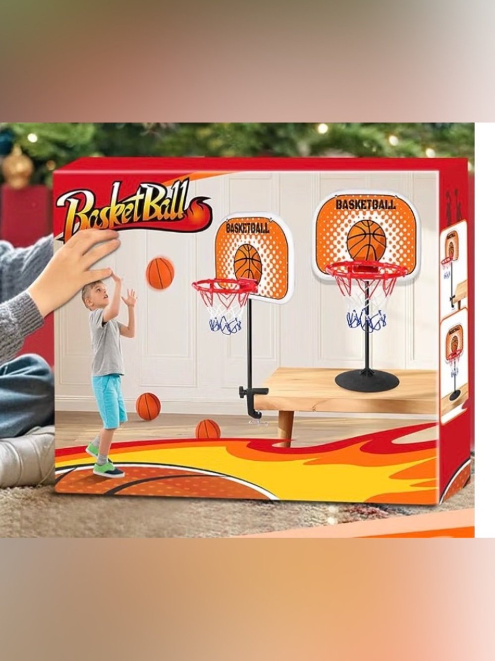 Indoor Basketball Hoop,Mini Tabletop Basketball Hoop Set with Two Balls. NEW